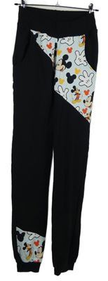 Dámské černo-světlemodré cuff tepláky s Mickeym 