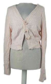 Dámský světlerůžový propínací crop svetr 