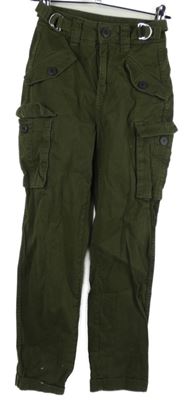 Dámské khaki cargo kalhoty s kapsami Bershka 