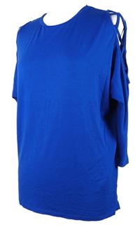 Dámske zafírové tričko so šněrováním na rukávech Select