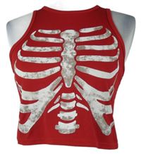Dámsky červený rebrovaný crop top s kostrou Shein