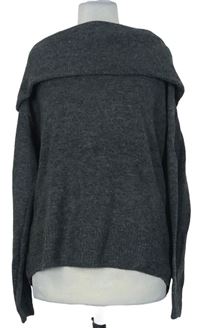 Dámsky tmavosivý sveter s komínovým golierom H&M