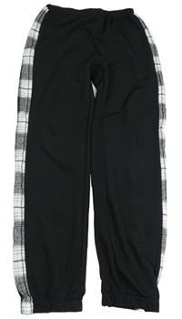 Čierno-kockované ľahké cuff nohavice