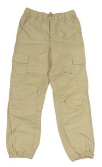 Béžové cuff kalhoty s kapsami H&M