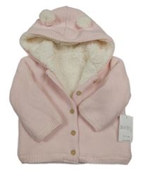 Nové - Světlerůžový propínací zateplený svetr s kapucí Matalan 