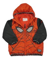 Červeno-černá šusťáková zimní bunda se Spidermanem a kapucí Nutmeg