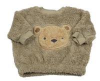Béžová chlpatá mikina s medvěďom Next