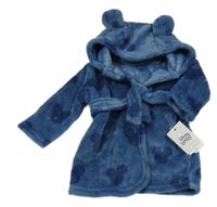 Nové - tmavomodrý chlpatý župan s Mickey Mousem a kapucňou Disney