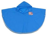 Azurové šušťáková nepromokavé pončo s autom a kapucňou