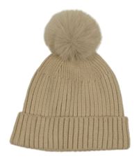 Béžová čepice s bambulí Zara