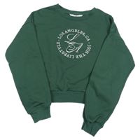 Tmavozelená crop mikina s potlačou H&M