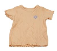 Neonově oranžové žebrované tričko s kytičkou George