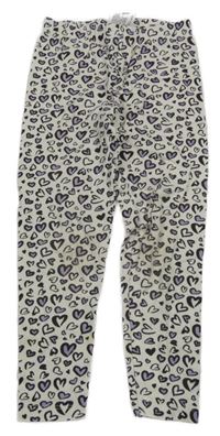 Bielo-fialovo-čierne vzorované legíny so srdiečkami Tessentials