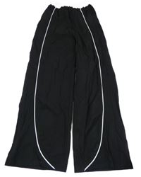 Černo-bílé šusťákové wide leg kalhoty Shein