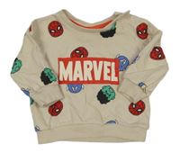 Béžová mikina s hrdinami Marvel