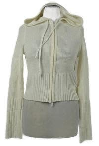 Dámsky smotanový prepínaci crop sveter s kapucňou H&M