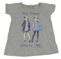 Šedé tričko s dívkami a kamínky Geox