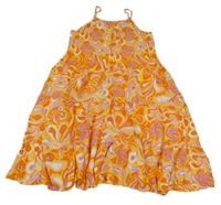 Oranžovo-žluto-bílé vzorované šaty Primark