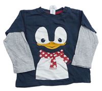 Tmavomodré tričko s tučňákem C&A