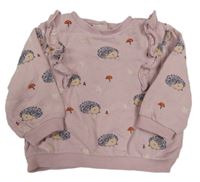 Světlerůžová mikina s ježky a volánky John Lewis