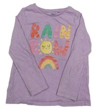 Fialové triko s nápisem a sluníčkem F&F