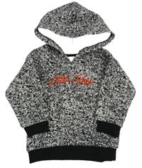 Čierno-biela vzorovaná mikina s nápisom a kapucňou Matalan