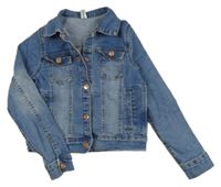 Modrá rifľová crop bunda Yigga