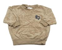 Béžová zamatová mikina s nápisom