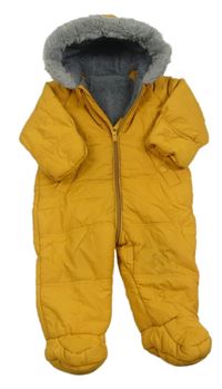 Hořčicová šusťáková zimní kombinéza s kapucí George