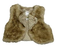 Béžovo-hnedá kožušinová podšitá vesta Disney