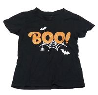 Černé tričko s nápisem a netopýry 