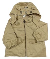 Béžová šusťáková jarní bunda s tygrem na kapuci H&M