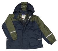 Nové - Tmavomodro-khaki šusťáková jarní bunda s kapucí 