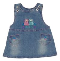 Modré rifľové na traké šaty s medvedíkmi