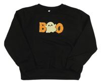 Čierna mikina s nápisom a duchem