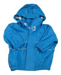 Modrá nepromokavá bunda s ještěrkou a kapucňou