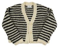 Čierno-smotanový pruhovaný prepínaci crop sveter Zara