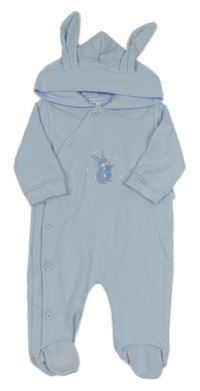 Světlemodrý overal s králíčkem a kapucí 