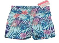 Nové - Světlemodré sportovní kraťasy s listy Yd.