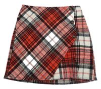 Červeno-bielo-čierna károvaná sukňa Tu