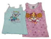 2x košilka Tlapková patrola - pomněnková + růžová Nickelodeon