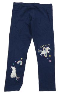 Tmavomodré legíny s jednorožci M&Co