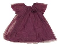 Vínové bodkovaná é tylové šaty s kvetinou Next