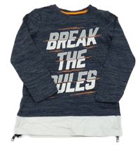 Tmavomodré melírované tričko s nápisom a zipsom Dopodopo