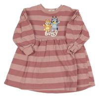 Ružové pruhované teplákové šaty s Bluey H&M