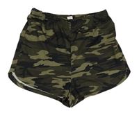 Kaki-čierne army kraťasy Shein