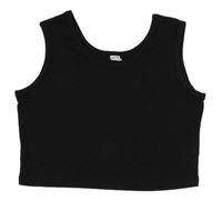Čierny rebrovaný crop top Shein