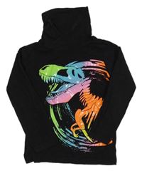 Čierne tričko s dinosaurom a komínovým golierom Dopodopo