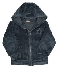 Tmavomodrá zamatová prepínaci mikina s kapucňou F&F