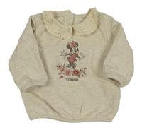 Béžovo-šedá melírovaná mikina s Minnií a volánky CA